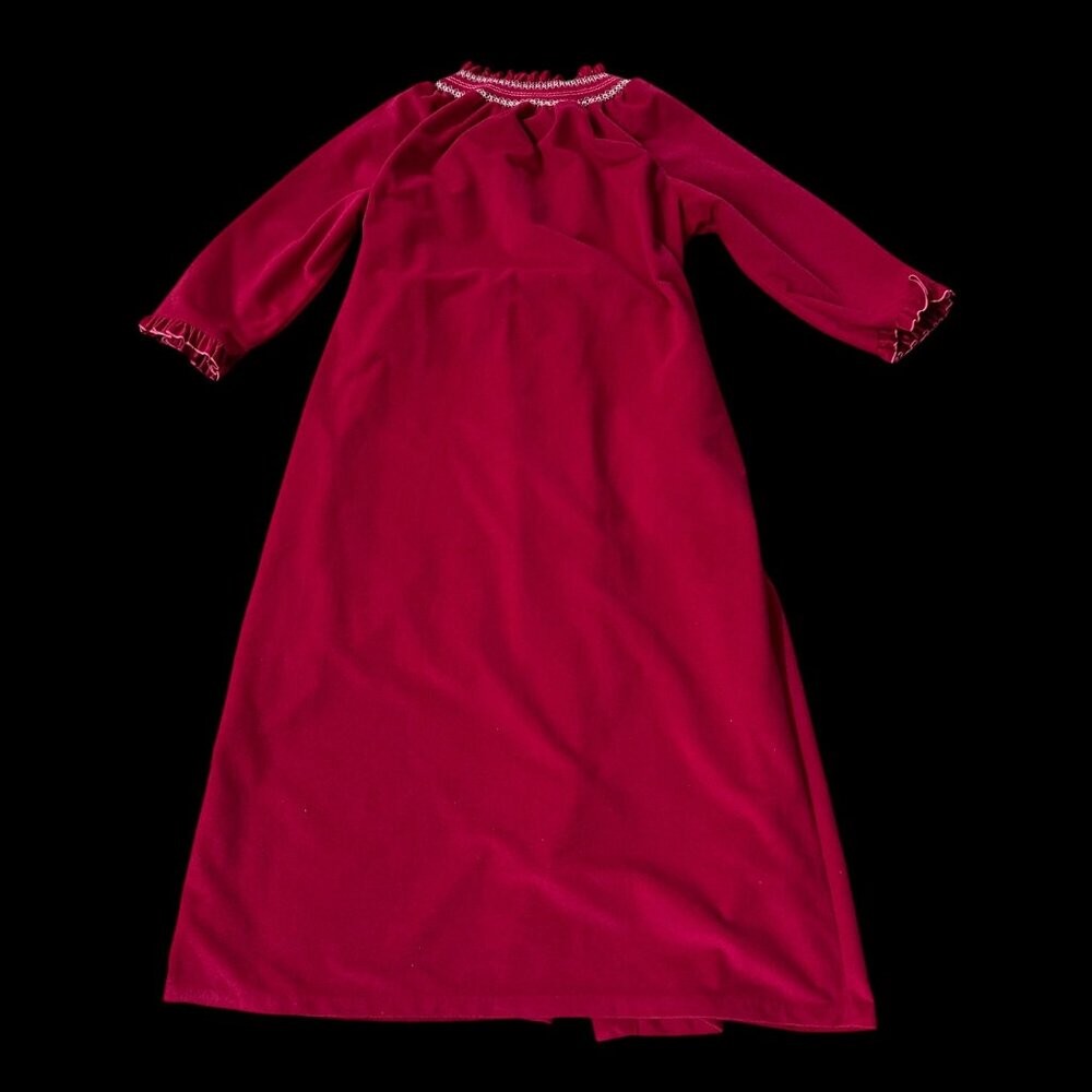 Vintage Robe Duster House Coat Dark Pink Snaps Belt 80s Lindsay Jordan Women 2X? - Picture 3 of 7